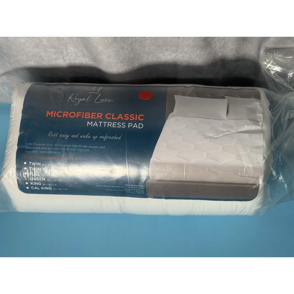 ROYAL LUXE Microfiber Classic Mattress Pad, Queen, 60